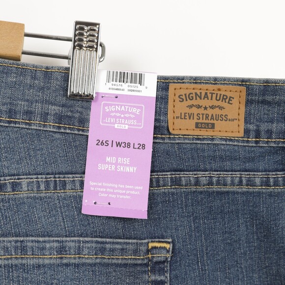 NWT Levi's Simply Stretch Distressed Mid Rise Super Skinny size 26S - Picture 7 of 9